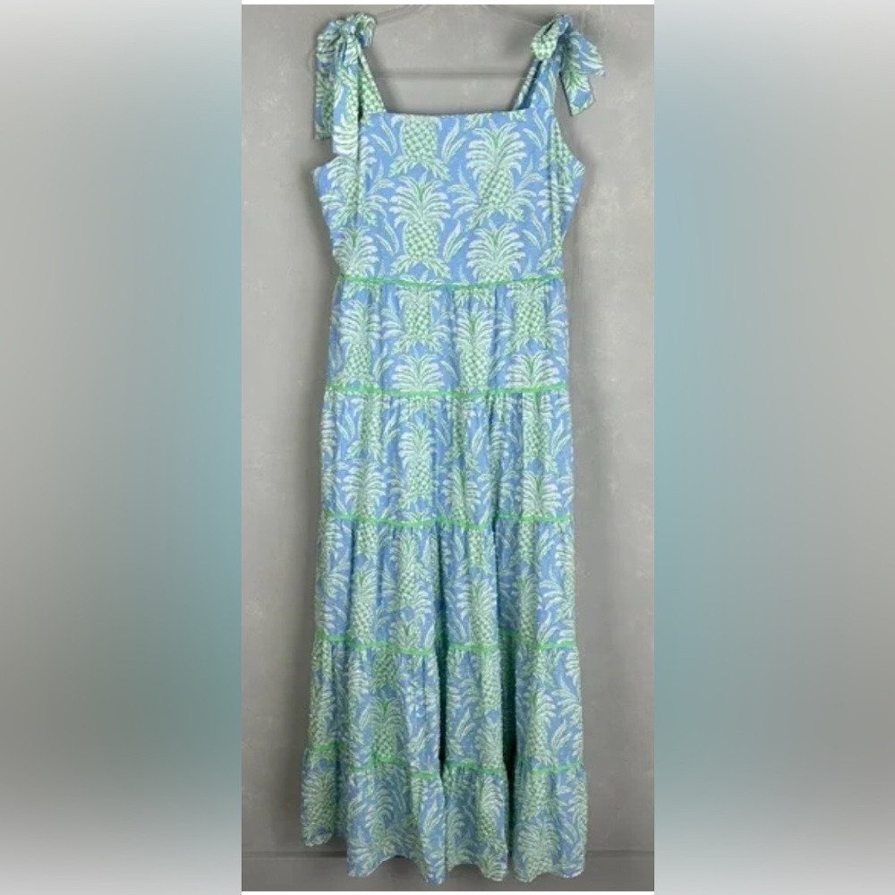 Crown & Ivy Sz L 
Elegant Blue and Green Maxi Dress